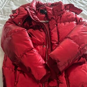 Kids red shiny puffer jacket